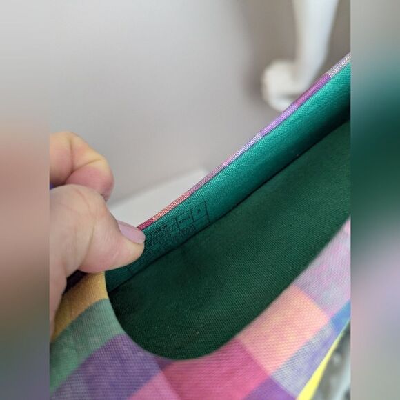 Lacoste Madras Plaid Wedge Peep Toe Shoes – Size 5 - Picture 9 of 10